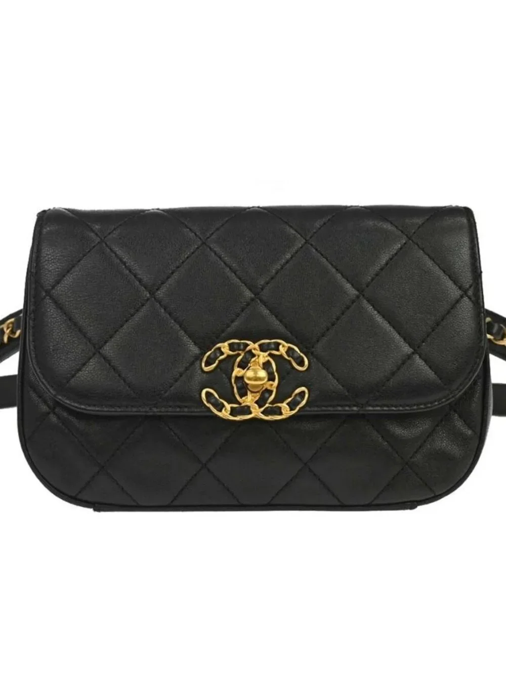 Chanel Black Lambskin 19 Waist Bum Bag 168567
